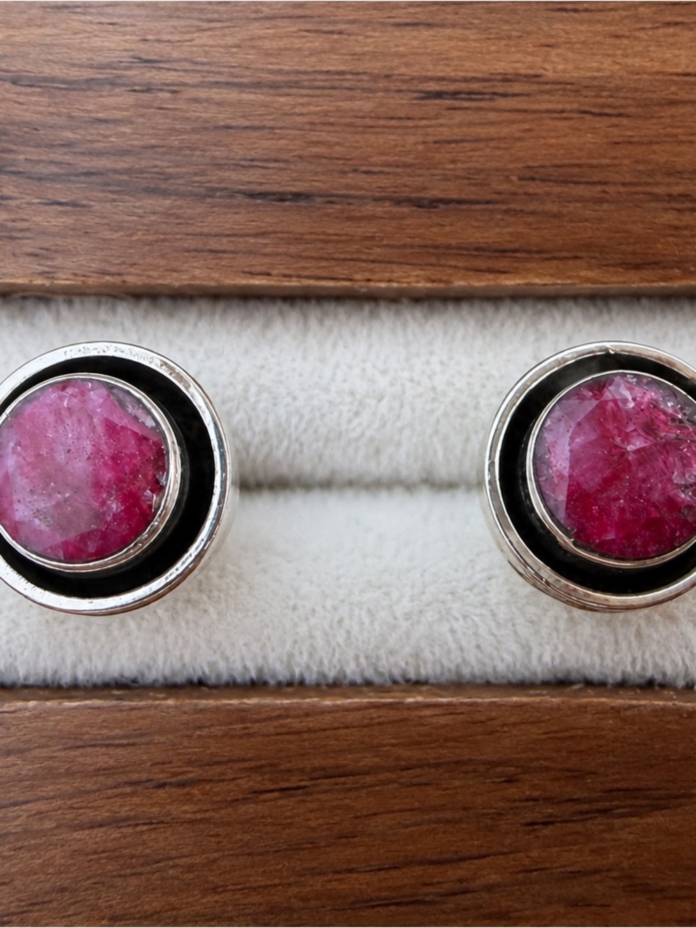 Pink Stone Silver Stud Earrings - Women Jewelry